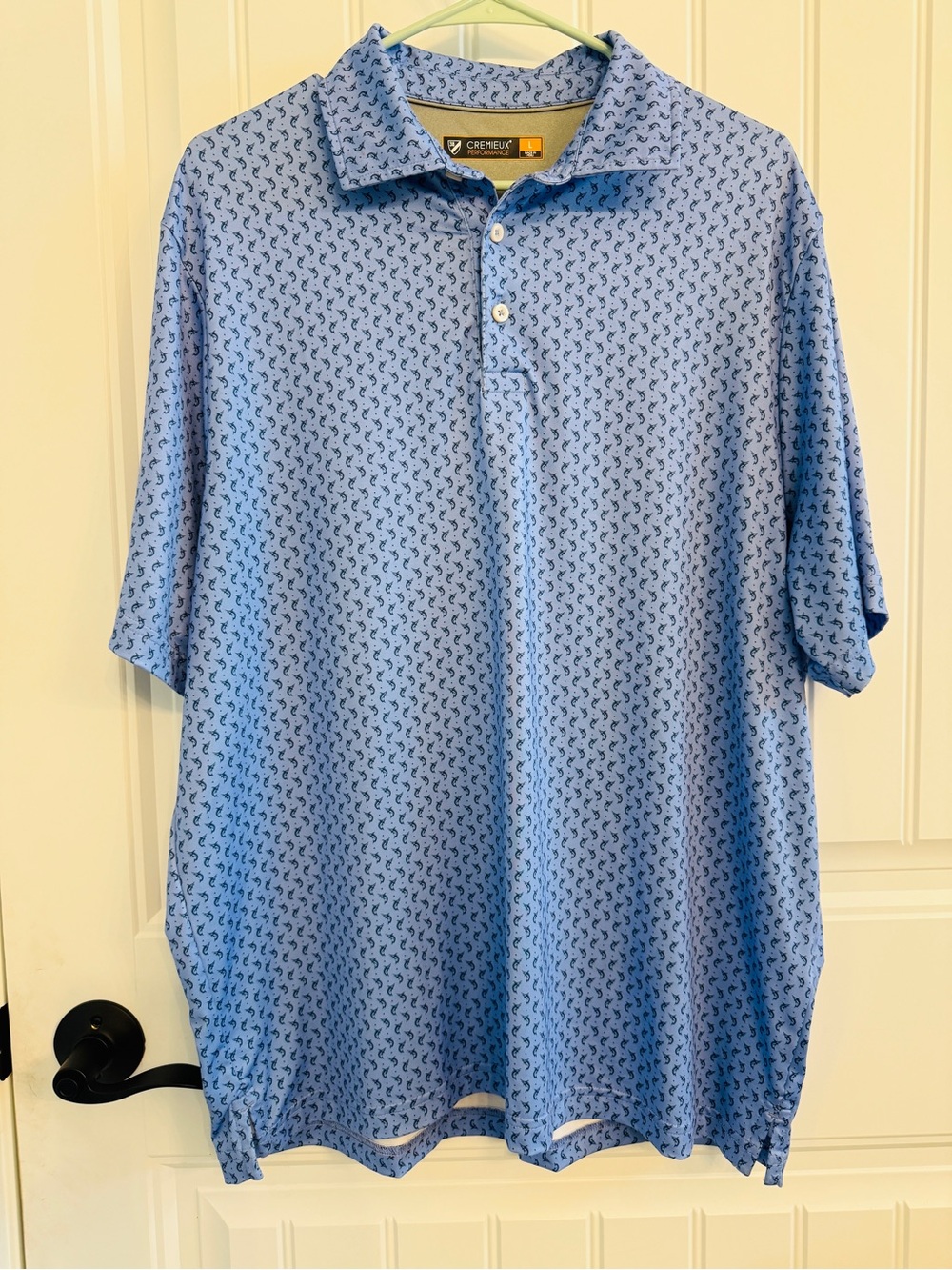 Daniel Cremieux Light Blue Polo with Navy Micro Print